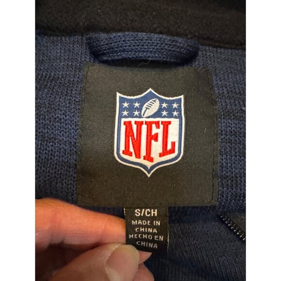 NFL New England Patriots Mens Half-Zip Pullover Sweatshirt S Blue & Black 2 Pock - Picture 2 of 7